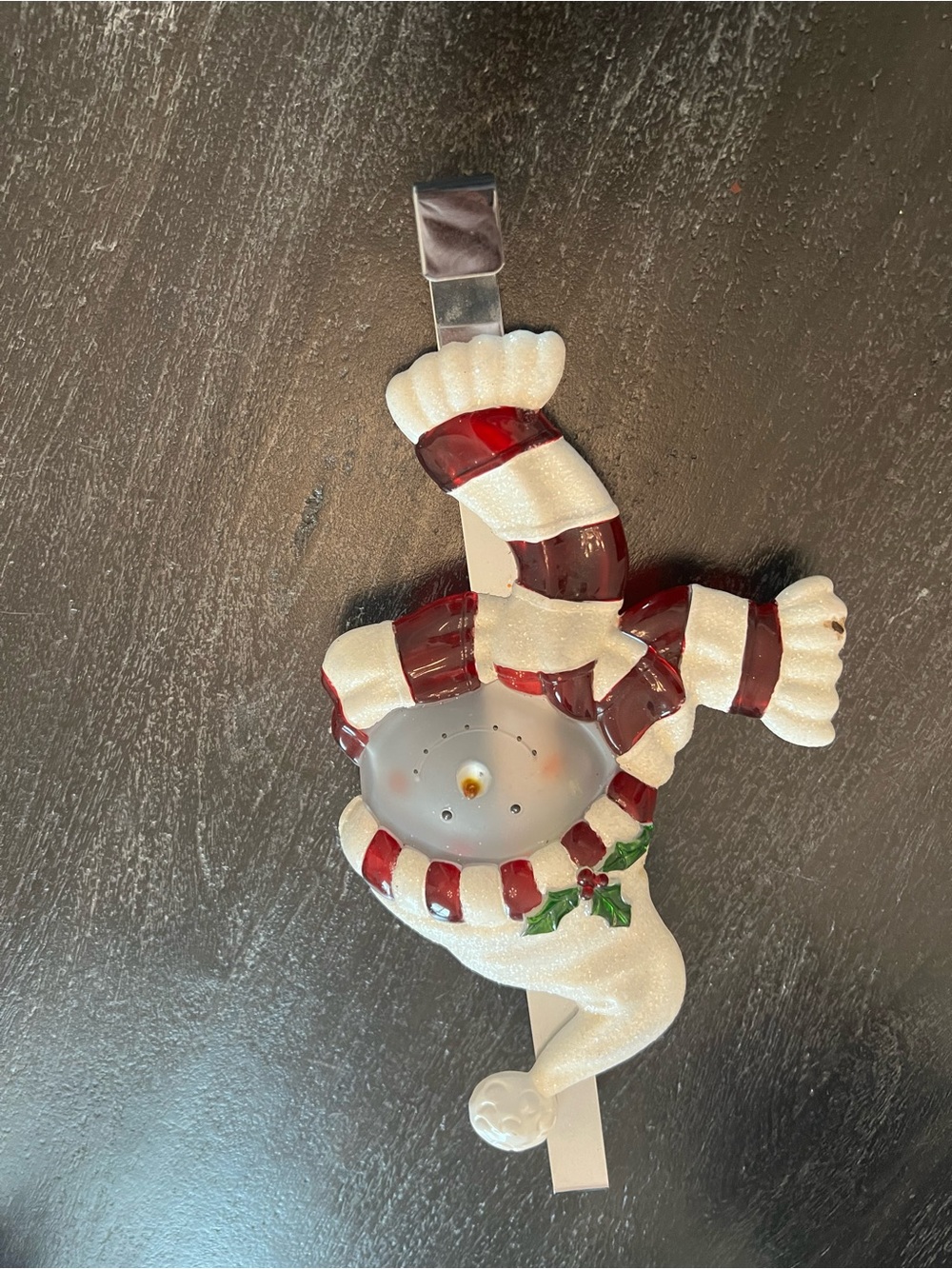 Holiday Snowman Candle Holder - White and Red